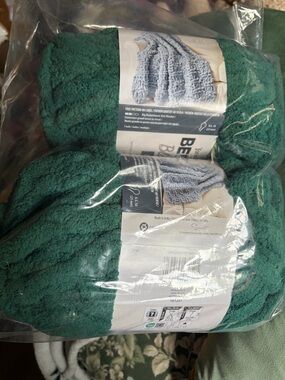 Bernat Blanket Yarn - Deep Teal Plush Skeins. Color Malachite